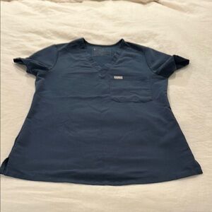 Blue V-Neck Figs Scrub Top